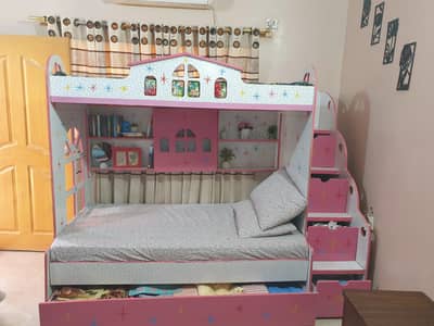 kids bunker bed 3 in one, stairs with storage
