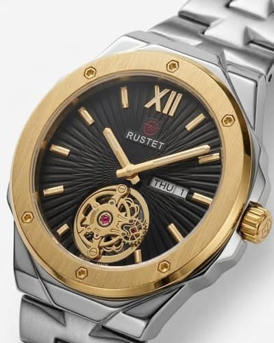 RUSTET-1053-BLACK WITH SILVER&GOLDEN