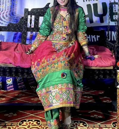 Full embroidery work 3 pcs kashmiri cultural frock
