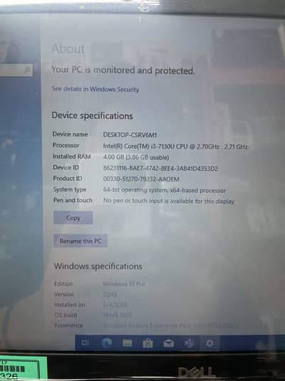 Dell core i3 7th Gen