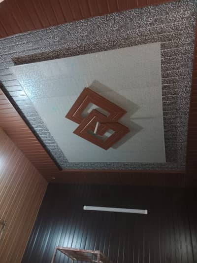 Pvc ceiling-Fancy ceiling-2by2 ceiling-Wooden floor-Pvc wallpaper-Gras