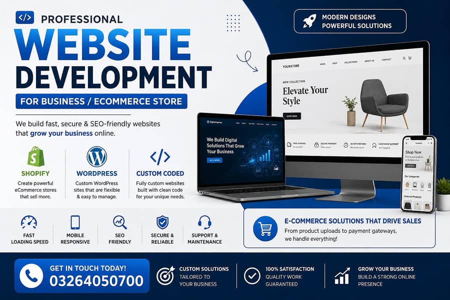 website development services! shopify ! word press custum coded 0