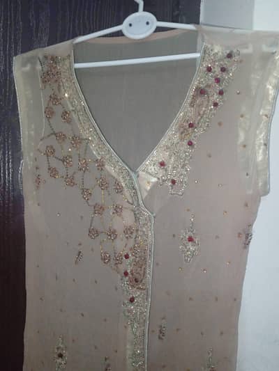 4 piece skin color chiffon readymade gown