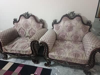 2 Single Sofas , 1 Centre Table, 2 side tables, Iron table
