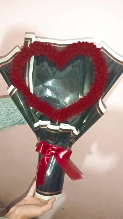 hand made yarn heart bouquet for your special one 