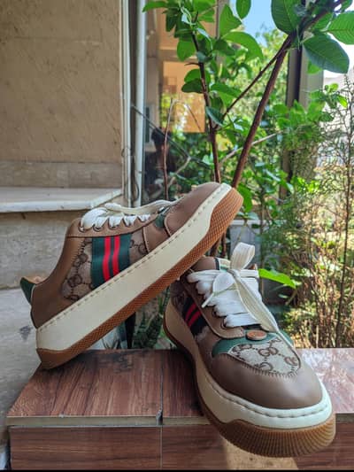 Gucci Screener GG canvas sneakers in beige and brown