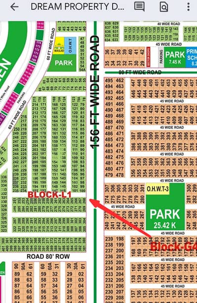 10 marla Plot on 156ft+Corner Available in L1 Sector DHA Gujranwala