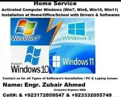 Activated computer windows installation with drivers Home
