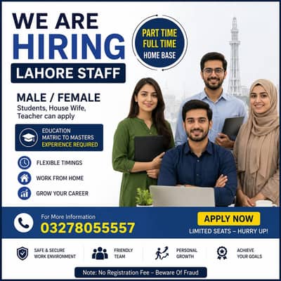 we are hiring for job in Lahore