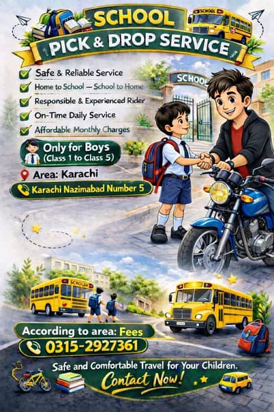 Nasirabad No. 5 School Pick & Drop (1 PM Shift) – Safe Service