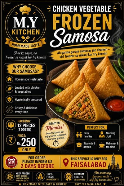 Fresh home made Frozen Samosa available