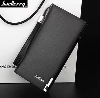 Men,s Leather Wallet Black Wrist Strap