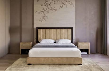 Bed, L-shaped sofa, Center Table