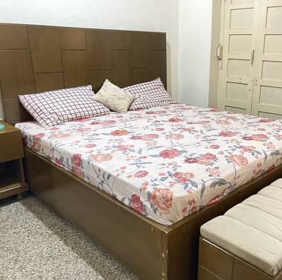 Premium King Bed with Mattress & Tables – Urgent Sale