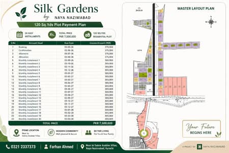 120 sqyrd plot at silk garden project of Naya Nazimabad