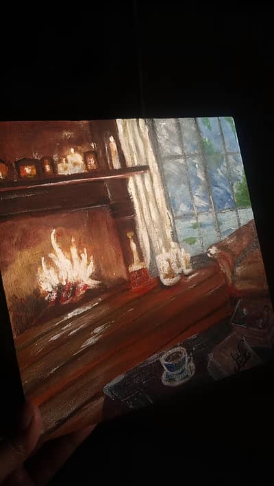 "warmth" -8x8 inches'acrylic canvas painting ''