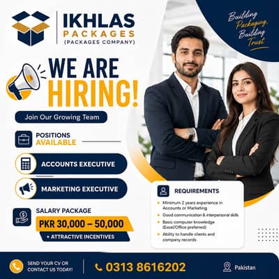 Accounts & Marketing Executive || Male & Female (Office Jobs)