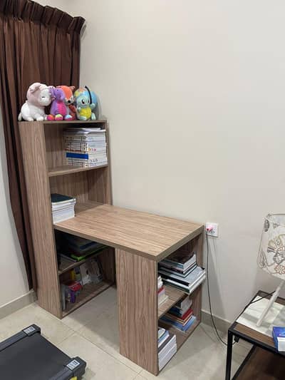 Wooden study table with shelves - computer desk - storage rack