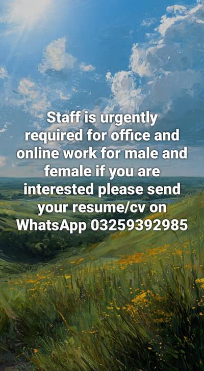 Staff required male and female for office and online work