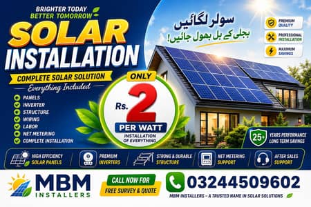 Solar installation at Rs. 2 per watt