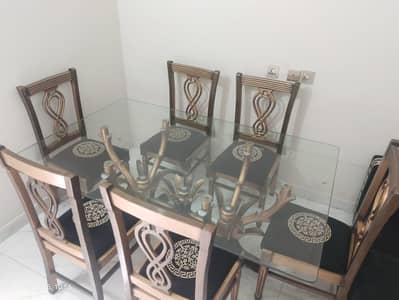 GLASS Dinning Table with 6 chairs