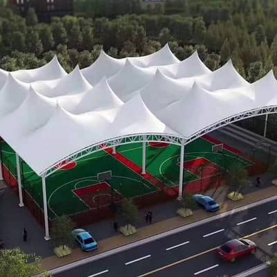 Padel court shade l Dome shade l Wall mounted l Tensile car roof shed
