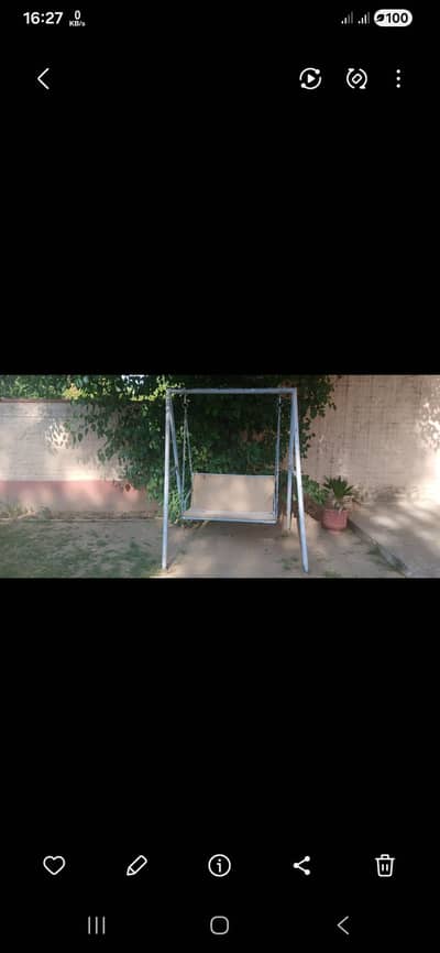 Iron Garden Swing with Cushioned Wooden Bench
