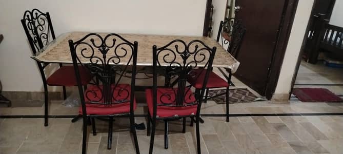 Dining Table Set for Sale – Glass Top + 4 Strong Chairs
