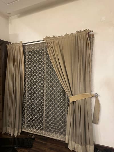 Curtains with embroidered organza blind