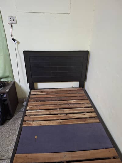 single bed for sale with wooden side  table