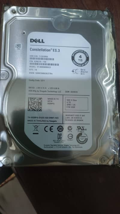 Dell 4TB 7.2K RPM SAS/SACI 6Gbps 3.5in Hard Drive