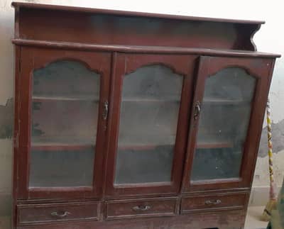 “Wooden Showcase Cabinet – 3 Door | Storage + Display | Urgent Sale”