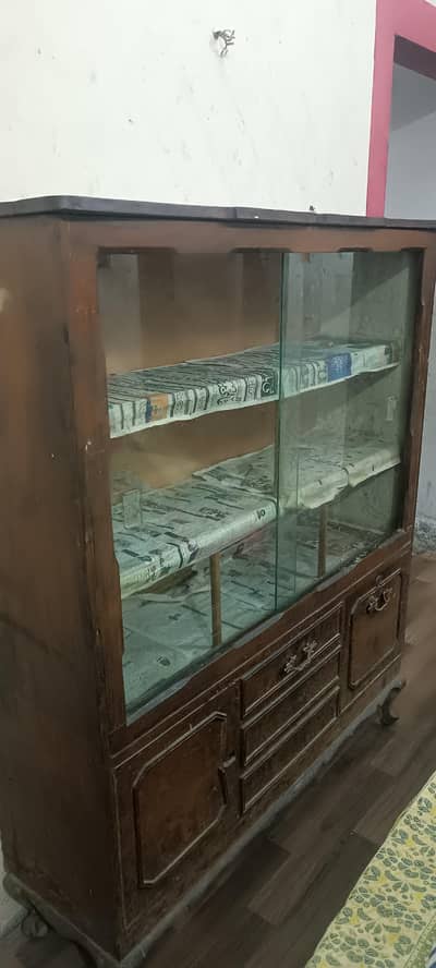 100% Wooden Showcase+ 100% Wooden Dressing table with 1 FREE table.