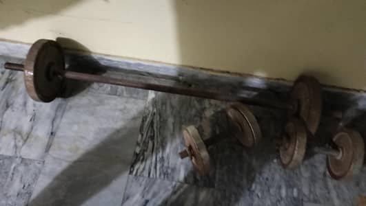 dumbels 8kg pair rod plates 16kg