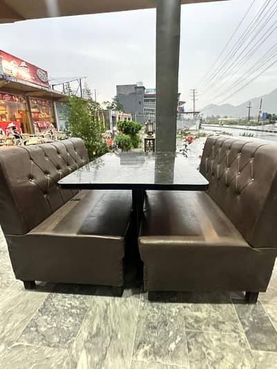 brown sofe and table