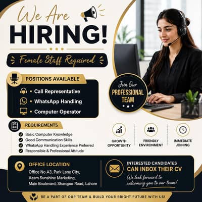 We Are Hiring – Female Staff Required