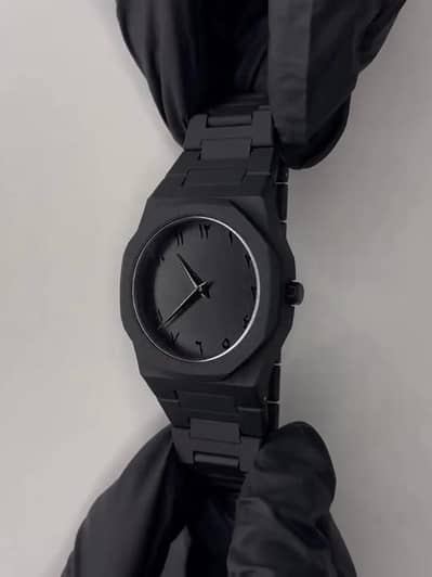 Matte Black Arabic Dial Luxury Watch - Premium Metal Strap