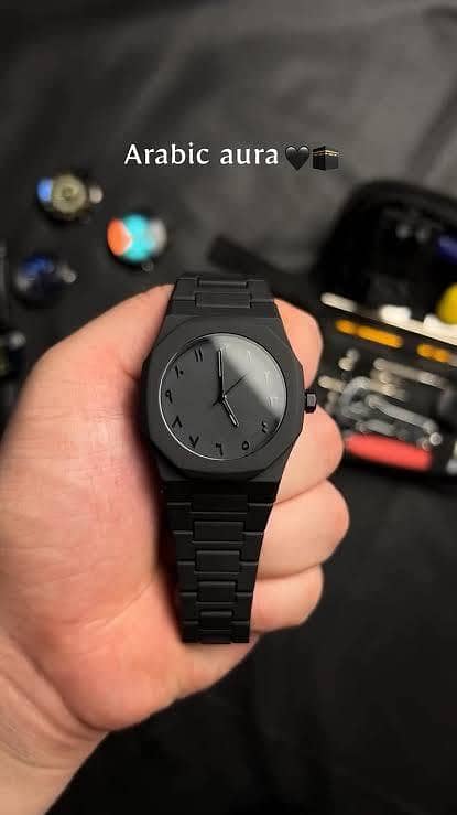 Original Arabic Aura Full Black Waterproof Wrist Watch: Trending Matte Finish Luxury Timepiece for Men & Boys