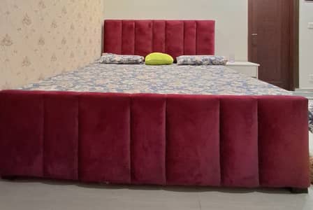 Luxury Velvet Bed Set with 2 Side Tables