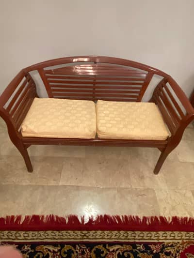 Wooden Sofa Set (2 Seater + Single Chair) Solid & Well-Maintained