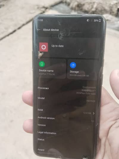 one plus 7t maclearn all original 12/256non pta
