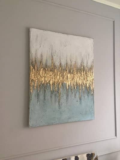 Abstract art acrylic painting with gold leaf