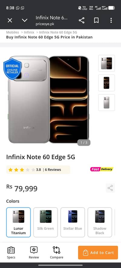 infinix note 60 edge 256gb complet box