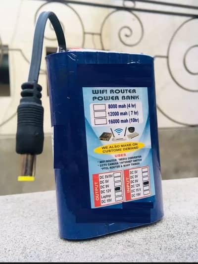 Wifi Router Power Bank UPS 12v for TPLink, Ptcl Support All Router