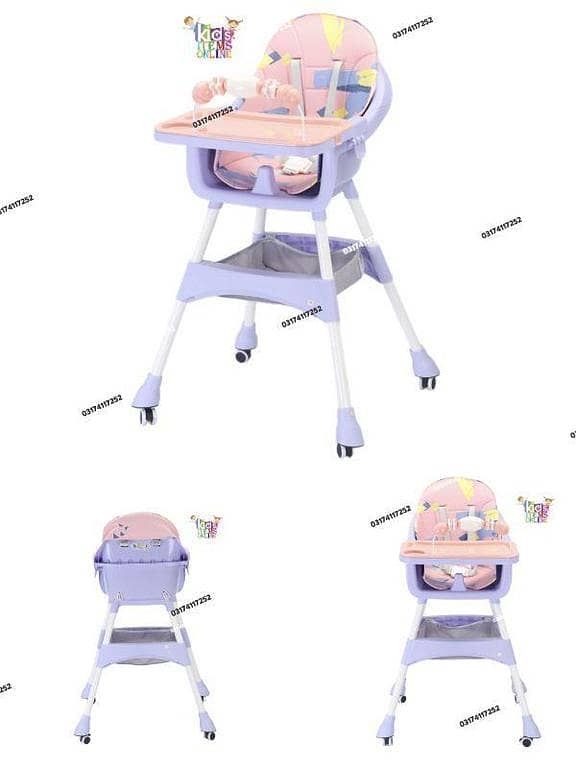 Baby High Chair E-360 Model | Dining & Feeding Chair with Double Tray + Toy Bar