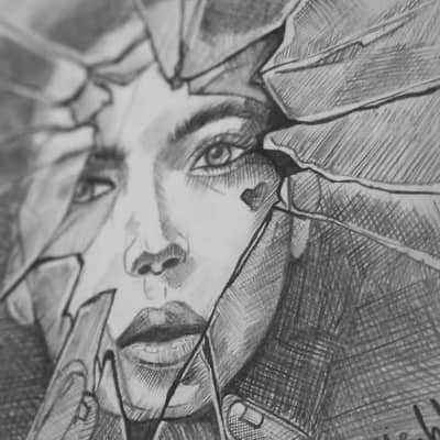 Fragmented Reflection:  Orignal Pencil Sketch