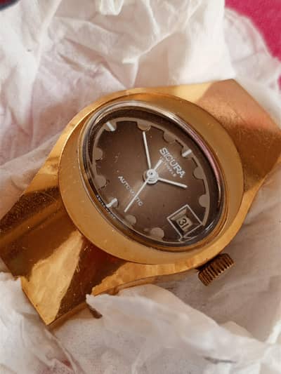 ORIGINAL VINTAGE SICURA GOLD PLATED RARE AUTOMATIC SWISS MADE