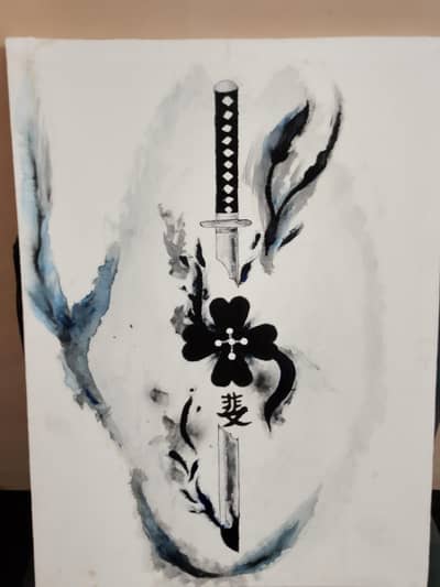 Handmade Katana & Black Clover Anime Art - Unique Canvas Painting