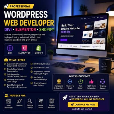 WordPress Website Developer Elementor Divi Shopify Expert