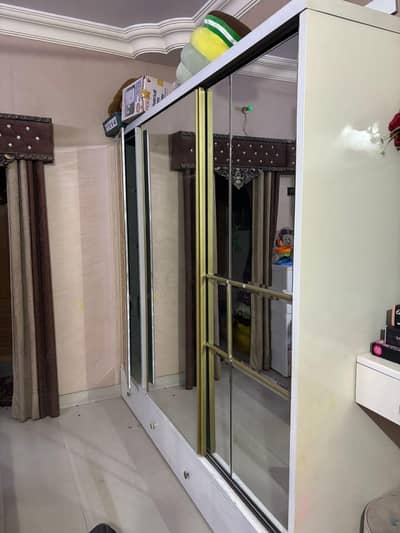 double bed with side tables  and  mattress, four door mirror almira et